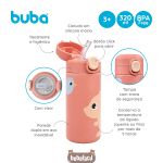 Garrafa Térmica Inox Parede Dupla Cloudy Rosa 320ml (3a+) - Buba