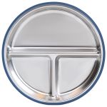 Pratinho em Inox e Silicone com Divisórias e Ventosa Azul (6m+) - Buba