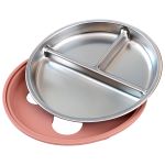 Pratinho em Inox e Silicone com Divisórias e Ventosa Rosa (6m+) - Buba