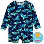 Macacão Beach e Boné c/ proteção UV FPS +50 Tubarões - Tip Top