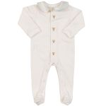 Macacão Longo com Touca em Algodão Egípcio Urso Off White - Coquelicot