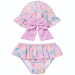 Conjunto de banho para bebê Gatinha Uni: Chapéu + Calcinha c/ proteção UV FPS +50 - Tip Top