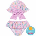 Conjunto de banho para bebê Gatinha Uni: Chapéu + Calcinha c/ proteção UV FPS +50 - Tip Top