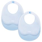 Kit 2 Babadores em Silicone com Pega-Migalhas Azul (3m+) - Buba