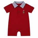 Macacão Curto Gola Polo em Algodão Egípcio Teddy Vermelho – Coquelicot