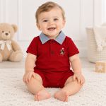 Macacão Curto Gola Polo em Algodão Egípcio Teddy Vermelho – Coquelicot