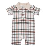 Macacão Curto Gola Polo em Algodão Egípcio George – Coquelicot