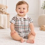 Macacão Curto Gola Polo em Algodão Egípcio George – Coquelicot