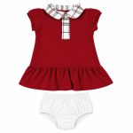 Vestido Gola Xadrez com Calcinha em Algodão Egípcio Vermelho – Coquelicot