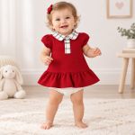 Vestido Gola Xadrez com Calcinha em Algodão Egípcio Vermelho – Coquelicot
