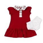 Vestido Gola Xadrez com Calcinha em Algodão Egípcio Vermelho – Coquelicot
