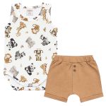 Body regata c/ Short em algodão egípcio Safari - Mini & Co.