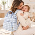 Mochila Maternidade Multifuncional Vichy Azul - Just Baby