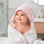 Toalha de banho c/ capuz atoalhado e forro em fralda Urso Vichy Rosa - AC Baby