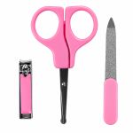 Kit Cortador Lixa e Tesoura Unhas Bebê Rosa (0m+) -  Pais e Filhos