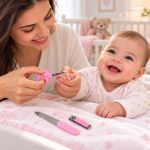 Kit Cortador Lixa e Tesoura Unhas Bebê Rosa (0m+) -  Pais e Filhos