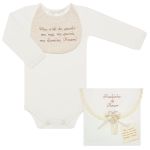 Body longo Anjo da Guarda em algodão egípcio Marfim - AC Baby