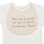 Body longo Anjo da Guarda em algodão egípcio Marfim - AC Baby