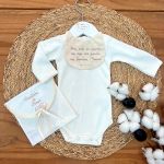 Body longo Anjo da Guarda em algodão egípcio Marfim - AC Baby