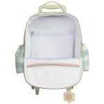 Mochila com rodinhas + Lancheira Térmica + Kit 2 Necessaires + Saquinho Organizador Margaridas Menta - Masterbag Kids