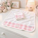 Kit 2 paninhos de boca em algodão egípcio Urso Vichy Rosa - AC Baby