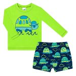 Conjunto de banho Tartaruguinhas: Camiseta Surfista + Sunga - Tip Top
