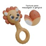 Mordedor Chocalho com textura Leão Bege (4m+) - Pais e Filhos