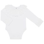 Body longo c/ Gola em algodão egípcio Bordado Inglês Branco - Bibe