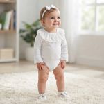 Body longo c/ Gola em algodão egípcio Bordado Inglês Branco - Bibe
