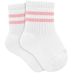 Kit 2 Meias Soquete Cano Médio Listras Branco Rosé - Lupo