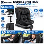 Cadeira para Auto Giratória 360° I-Orbit Black I-Size (0-36kg) – Kikka Boo