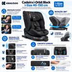 Cadeira para Auto Giratória 360° I-Orbit Black I-Size (0-36kg) – Kikka Boo