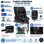 Cadeira para Auto Giratória 360° I-Orbit Black I-Size (0-36kg) – Kikka Boo