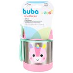 Pote Térmico Inox Parede Dupla com Talher BubaZoo Unicórnio 320ml (6m+) - Buba