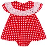 Body Vestido em meia malha e viscose Quadriculado Vermelho - Tip Top