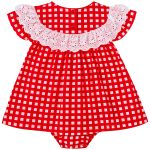 Body Vestido em meia malha e viscose Quadriculado Vermelho - Tip Top
