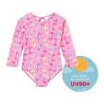 Maiô longo c/ proteção UV FPS +50 Cavalo Marinho Rosa - Tip Top