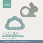 Kit 2 Mordedores de Silicone Texturizado Piccolo Azul e Verde (4m+) - Infanti