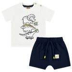 Camiseta c/ Bermuda em suedine Dinos Branco - Up Baby