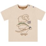 Camiseta c/ Bermuda em suedine Dinos Bege - Up Baby