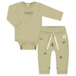 Body longo c/ Calça em Algodão Sustentável Caqui - Up Baby