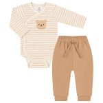 Body longo c/ Calça em suedine Ursinho - Up Baby