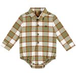 Body Camisa longa flanelado Xadrez Verde Oliva - Up Baby