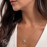 CONJUNTO BRINCO + COLAR BORBOLETA BANHADO EM OURO 18K