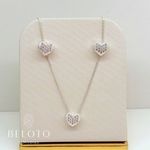 CONJUNTO COLAR + BRINCO MINI CORAÇÃO CRAVEJADO - BANHADO EM PRATA 925