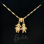 COLAR CASAL DE FILHOS ZIRCÔNIA - BANHADO EM OURO 18K
