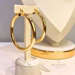 ARGOLA BASIC G COM FECHO ITALIANO BANHADA EM OURO 18K