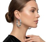 ARGOLA BASIC G COM FECHO ITALIANO BANHADA EM PRATA 925