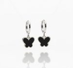 ARGOLA BORBOLETA BLACK BANHADO EM PRATA 925
