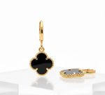 ARGOLA TREVO BLACK - BANHADO EM OURO 18K